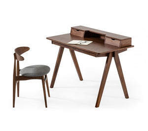 Homeroots 48" Walnut Manufactured Wood Rectangular Writing Desk With Two Drawers   482427