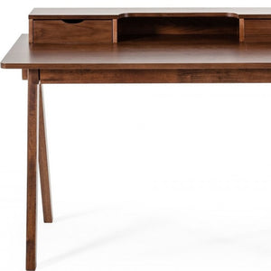 Homeroots 48" Walnut Manufactured Wood Rectangular Writing Desk With Two Drawers   482427