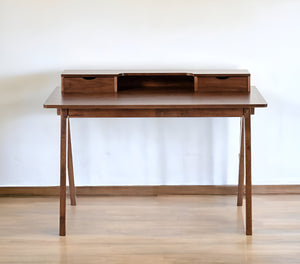 Homeroots 48" Walnut Manufactured Wood Rectangular Writing Desk With Two Drawers   482427