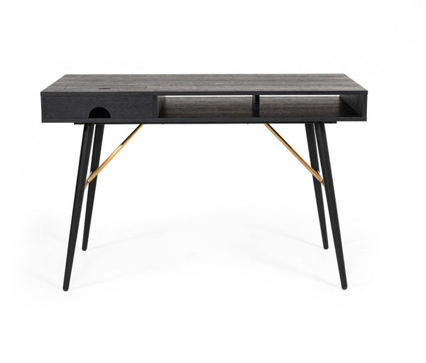 Homeroots 46" Black And Gold Writing Desk   482433
