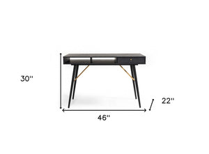 Homeroots 46" Black And Gold Writing Desk   482433