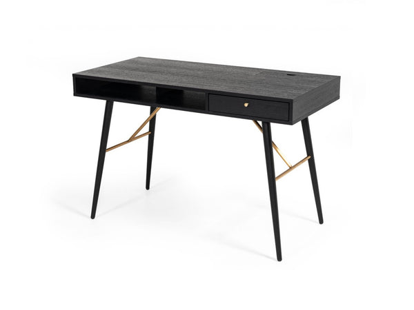 Homeroots 46" Black And Gold Writing Desk   482433