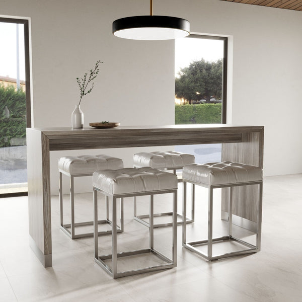 Homeroots 71" Grey Elm Rectangular Manufactured Wood Top Fixed Dining Table  Manufactured Wood,Steel 482434