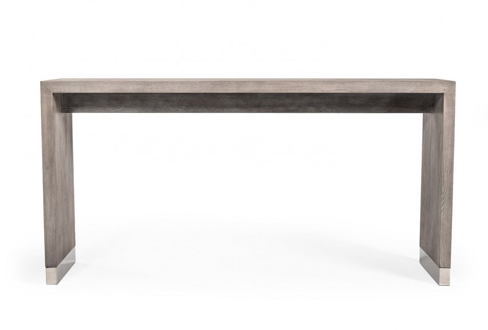 Homeroots 71" Grey Elm Rectangular Manufactured Wood Top Fixed Dining Table  Manufactured Wood,Steel 482434