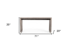 Homeroots 71" Grey Elm Rectangular Manufactured Wood Top Fixed Dining Table  Manufactured Wood,Steel 482434
