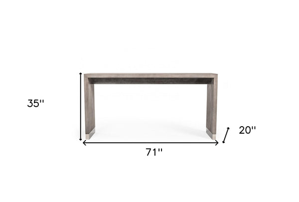 Homeroots 71" Grey Elm Rectangular Manufactured Wood Top Fixed Dining Table  Manufactured Wood,Steel 482434