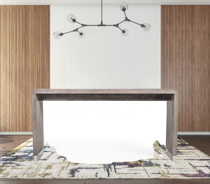 Homeroots 71" Grey Elm Rectangular Manufactured Wood Top Fixed Dining Table  Manufactured Wood,Steel 482434