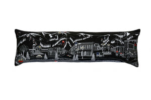 HomeRoots 46" Aspen Nighttime Skyline Lumbar Pillow - Elegant Black & White Decorative Cushion for Home Décor 482436