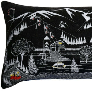HomeRoots 46" Aspen Nighttime Skyline Lumbar Pillow - Elegant Black & White Decorative Cushion for Home Décor 482436