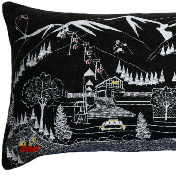 HomeRoots 46" Aspen Nighttime Skyline Lumbar Pillow - Elegant Black & White Decorative Cushion for Home Décor 482436