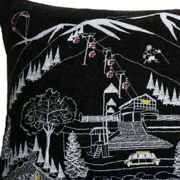 HomeRoots 46" Aspen Nighttime Skyline Lumbar Pillow - Elegant Black & White Decorative Cushion for Home Décor 482436