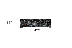 HomeRoots 46" Aspen Nighttime Skyline Lumbar Pillow - Elegant Black & White Decorative Cushion for Home Décor 482436