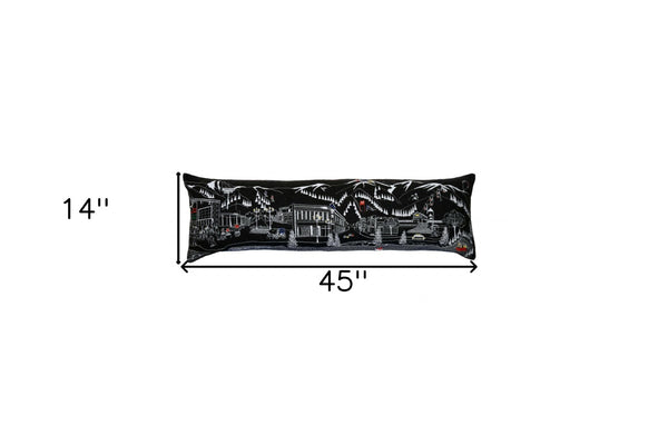 HomeRoots 46" Aspen Nighttime Skyline Lumbar Pillow - Elegant Black & White Decorative Cushion for Home Décor 482436