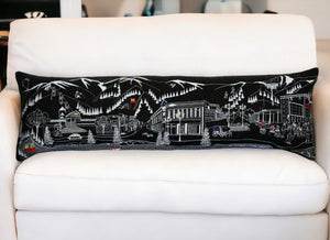 HomeRoots 46" Aspen Nighttime Skyline Lumbar Pillow - Elegant Black & White Decorative Cushion for Home Décor 482436