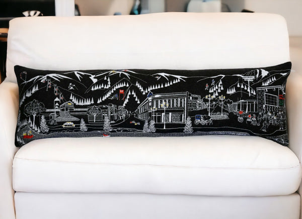 HomeRoots 46" Aspen Nighttime Skyline Lumbar Pillow - Elegant Black & White Decorative Cushion for Home Décor 482436