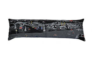 HomeRoots 46" Black Bend Nighttime Skyline Lumbar Pillow - Artisanal Embroidery, Comfort & Unique Gift Idea 482438