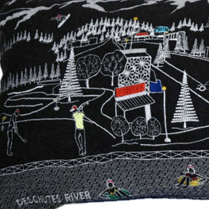 HomeRoots 46" Black Bend Nighttime Skyline Lumbar Pillow - Artisanal Embroidery, Comfort & Unique Gift Idea 482438