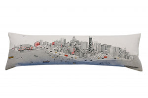 HomeRoots 46" White Chicago Skyline Lumbar Pillow - Stylish Supportive Decor for Home, Office & Gift Ideas 482443