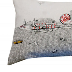 HomeRoots 46" White Chicago Skyline Lumbar Pillow - Stylish Supportive Decor for Home, Office & Gift Ideas 482443