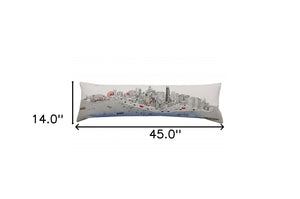 HomeRoots 46" White Chicago Skyline Lumbar Pillow - Stylish Supportive Decor for Home, Office & Gift Ideas 482443
