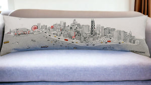 HomeRoots 46" White Chicago Skyline Lumbar Pillow - Stylish Supportive Decor for Home, Office & Gift Ideas 482443