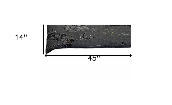 Homeroots 14" X 45" Black Gray And White Hometown Pride Wool Lumbar Throw Pillow   482444