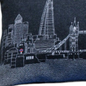 Homeroots 14" X 45" Black Gray And White London Hometown Pride Wool Lumbar Throw Pillow   482448