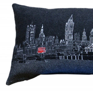 Homeroots 14" X 45" Black Gray And White London Hometown Pride Wool Lumbar Throw Pillow   482448