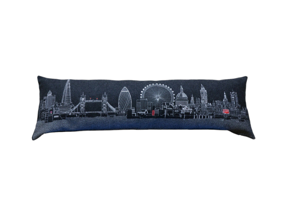 Homeroots 14" X 45" Black Gray And White London Hometown Pride Wool Lumbar Throw Pillow   482448