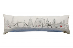 HomeRoots 46" London Daylight Skyline Lumbar Pillow - Elegant Embroidered Cityscape Decor for Home & Office 482449