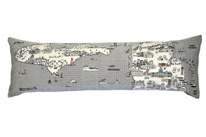 HomeRoots 46" Michigan Skyline Decorative Lumbar Pillow - Stylish Support with Embroidered Lakeside Design 482451