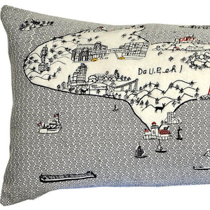 HomeRoots 46" Michigan Skyline Decorative Lumbar Pillow - Stylish Support with Embroidered Lakeside Design 482451