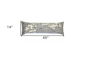 HomeRoots 46" Michigan Skyline Decorative Lumbar Pillow - Stylish Support with Embroidered Lakeside Design 482451