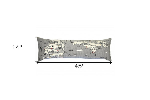 HomeRoots 46" Michigan Skyline Decorative Lumbar Pillow - Stylish Support with Embroidered Lakeside Design 482451