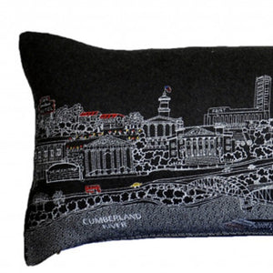 HomeRoots 46" Black Nashville Nighttime Skyline Lumbar Pillow - Modern, Whimsical Cityscape for Comfort & Style! 482452
