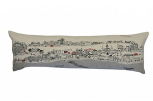 HomeRoots 46" New Orleans Daylight Skyline Embroidered Lumbar Pillow – Stylish Support for Home Decor 482455