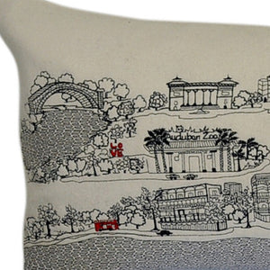 HomeRoots 46" New Orleans Daylight Skyline Embroidered Lumbar Pillow – Stylish Support for Home Decor 482455