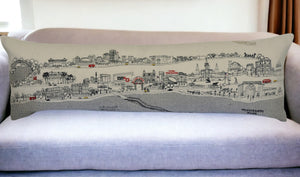 HomeRoots 46" New Orleans Daylight Skyline Embroidered Lumbar Pillow – Stylish Support for Home Decor 482455