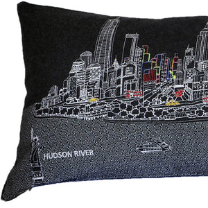 Homeroots 46" Black Nyc Nighttime Skyline Lumbar Decorative Pillow   482456