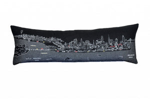 HomeRoots 46" Black Philadelphia Nighttime Skyline Lumbar Pillow - Stylish Support & Iconic City Decor Gift 482458