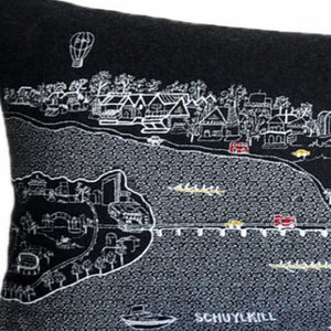 HomeRoots 46" Black Philadelphia Nighttime Skyline Lumbar Pillow - Stylish Support & Iconic City Decor Gift 482458