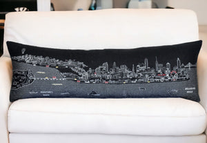 HomeRoots 46" Black Philadelphia Nighttime Skyline Lumbar Pillow - Stylish Support & Iconic City Decor Gift 482458
