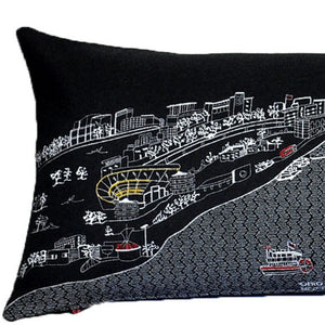 HomeRoots 46" Black Pittsburgh Skyline Lumbar Pillow - Handcrafted Decor with Iconic City Design & Comfort 482460