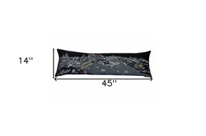 HomeRoots 46" Black Pittsburgh Skyline Lumbar Pillow - Handcrafted Decor with Iconic City Design & Comfort 482460