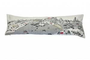 HomeRoots 46" White Pittsburgh Skyline Lumbar Pillow - Handcrafted Cityscape Design, Perfect for Home Decor & Gifts 482461