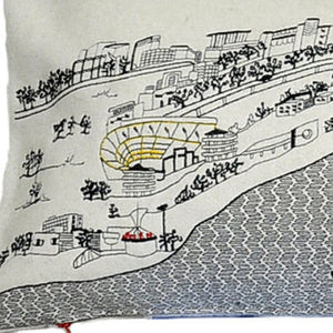 HomeRoots 46" White Pittsburgh Skyline Lumbar Pillow - Handcrafted Cityscape Design, Perfect for Home Decor & Gifts 482461
