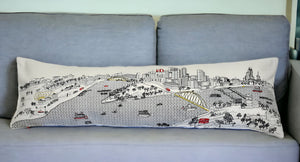 HomeRoots 46" White Pittsburgh Skyline Lumbar Pillow - Handcrafted Cityscape Design, Perfect for Home Decor & Gifts 482461
