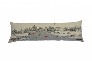 HomeRoots 46" White Rome Daylight Skyline Embroidered Lumbar Pillow - Elegant Support & Timeless Charm 482463