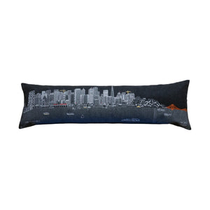 HomeRoots 46" Black San Francisco Skyline Lumbar Pillow - Elegant Embroidered Accent for Home Decor & Comfort 482464