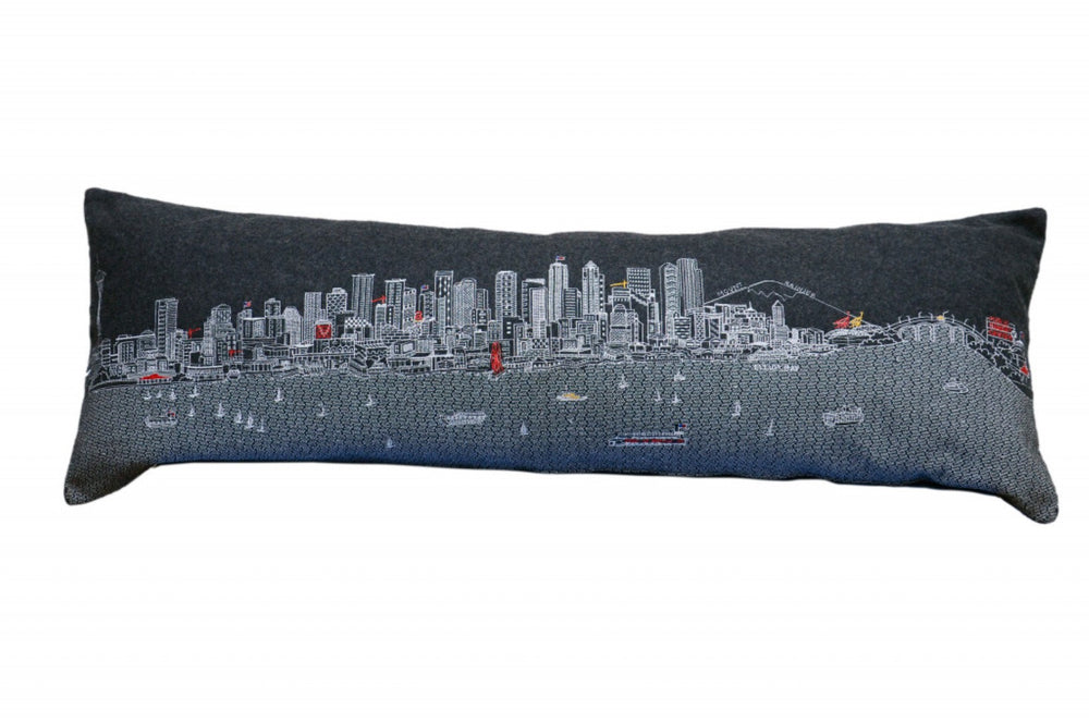 HomeRoots 46" Black Seattle Skyline Lumbar Pillow - Cozy Comfort with Iconic City Design for Modern Décor 482466